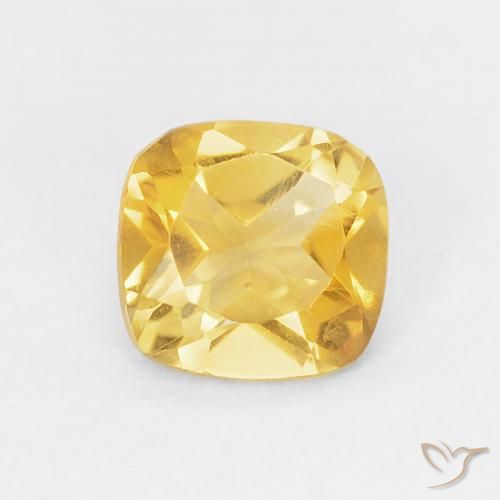 0.41ct Natural Dorado medio Citrino, Forma Cojín, VVS-VS