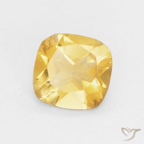 Citrino Dorado medio natural de 0.41 ct, Forma Cojín, VVS-VS