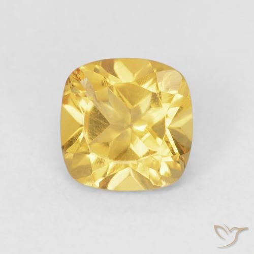 0.54ct Natural Dorado medio Citrino, Forma Cojín, VS