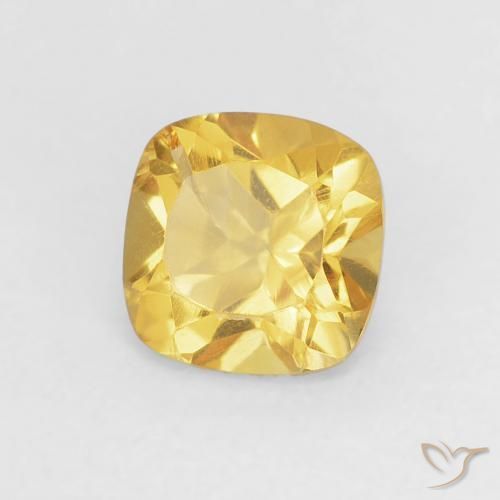 Citrino Dorado medio natural de 0.54 ct, Forma Cojín, VS