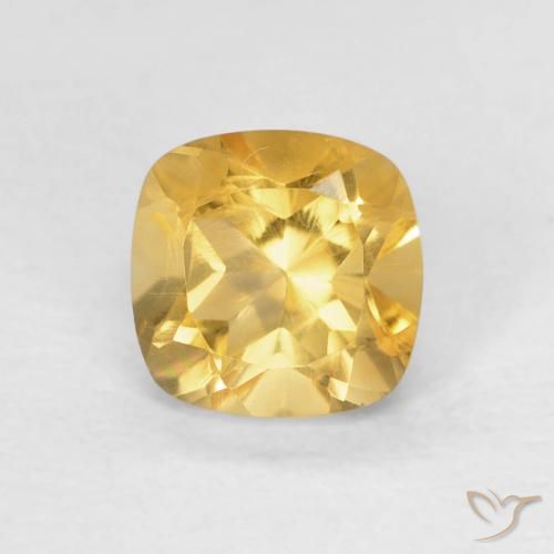 0.55ct Natural Dorado medio Citrino, Forma Cojín, VVS-VS