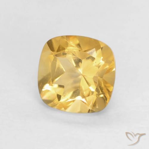 Citrino Dorado medio natural de 0.55 ct, Forma Cojín, VVS-VS