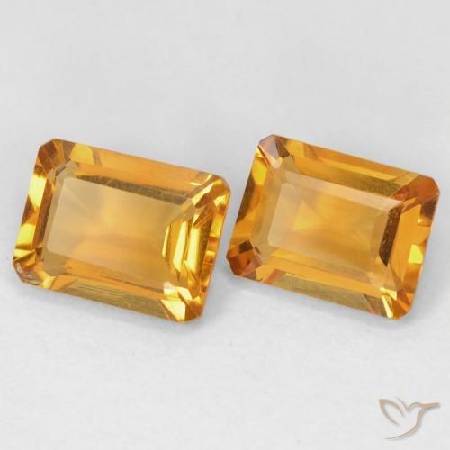 Gemas de Citrino Dorado naranja intenso natural de 2.91 ct, Corte Octágono / Esmeralda, VVS-VS
