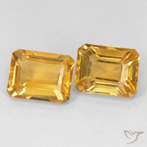 Gemas de Citrino Dorado natural de 3.22 ct, Corte Octágono / Esmeralda, VS
