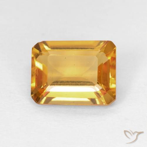 1.40ct Natural Dorado naranja intenso Citrino, corte esmeralda, VS