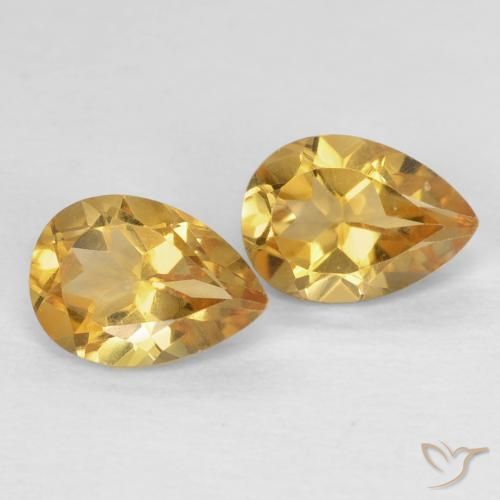 Gemas de Citrino Dorado natural de 1.35 ct, En forma de pera, VVS-VS