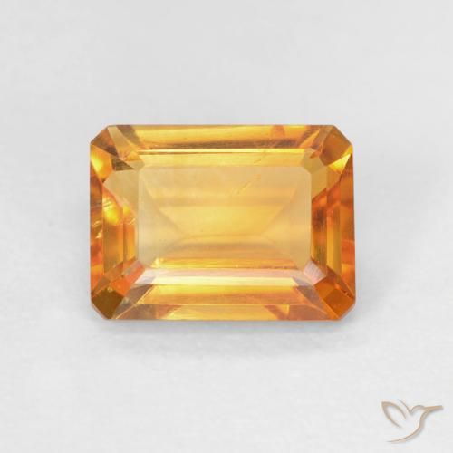 1.50ct Natural Dorado naranja oscuro Citrino, corte esmeralda, VVS-VS