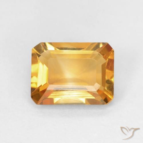 1.40ct Natural Dorado naranja oscuro Citrino, corte esmeralda, VVS