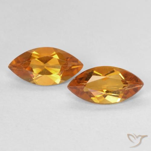 1.00ctw Natural Marrón naranja Citrino, Marquesa, VVS-VS