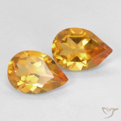 Gemas de Citrino Naranja medio natural de 1.21 ct, En forma de pera, VVS
