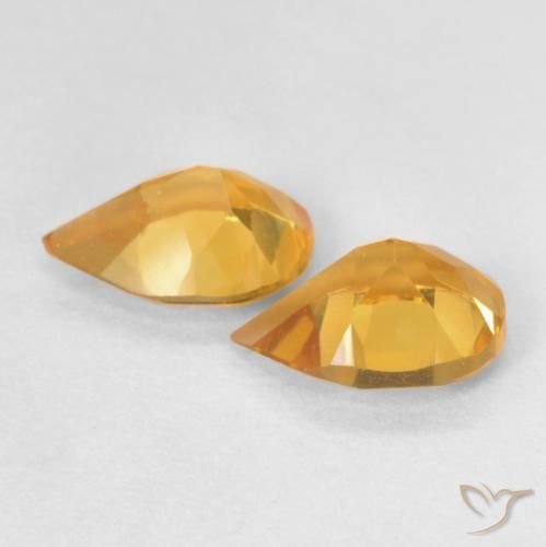 Gemas de Citrino Naranja medio natural de 1.21 ct, En forma de pera, VVS