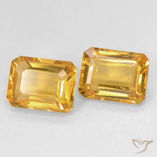 Gemas de Citrino Medium Light Orange-Gold natural de 3.07 ct, Corte Octágono / Esmeralda, VVS