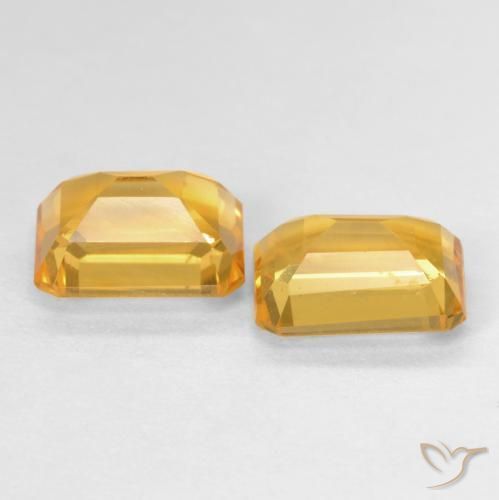 Gemas de Citrino Medium Light Orange-Gold natural de 3.07 ct, Corte Octágono / Esmeralda, VVS