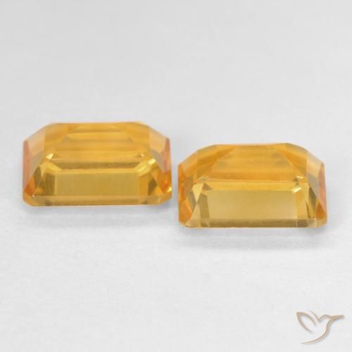 Gemas de Citrino Medium Light Orange-Gold natural de 2.91 ct, Corte Octágono / Esmeralda, VVS