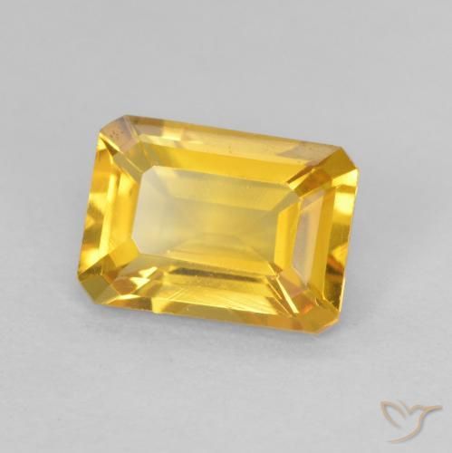 Citrino Dorado medio natural de 1.30 ct, Corte Octágono / Esmeralda, VVS