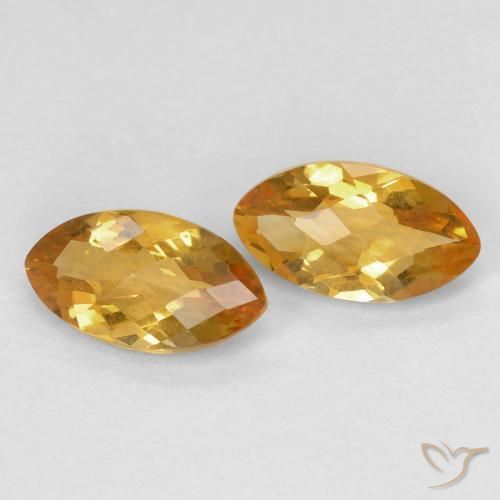 Gemas de Citrino Naranja dorado natural de 1.82 ct, Marquesa, VS