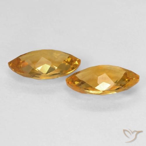 Gemas de Citrino Naranja dorado natural de 1.82 ct, Marquesa, VS