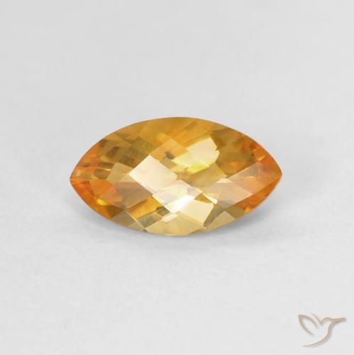 Citrino Dorado naranja intenso natural de 0.87 ct, Marquesa, VVS-VS
