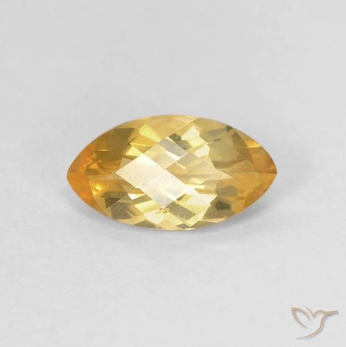 0.90ct Natural Medium Light-Golden Citrino, Marquesa, VVS-VS