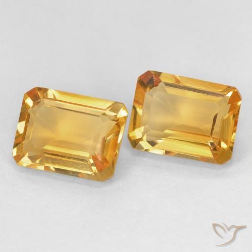 Gemas de Citrino Medium Light Orange-Gold natural de 2.82 ct, Corte Octágono / Esmeralda, VVS