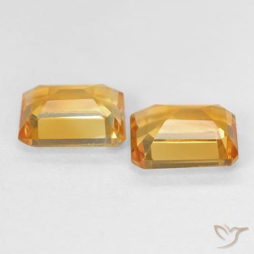 Gemas de Citrino Medium Light Orange-Gold natural de 2.82 ct, Corte Octágono / Esmeralda, VVS