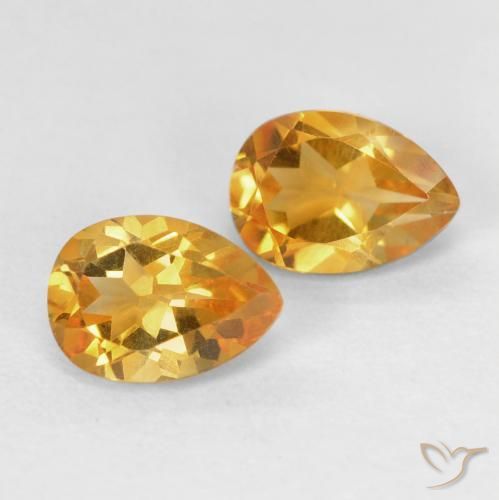 Gemas de Citrino Dorado naranja natural de 1.46 ct, En forma de pera, VVS-VS