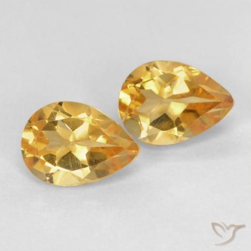 Gemas de Citrino Dorado naranja natural de 1.44 ct, En forma de pera, VVS-VS