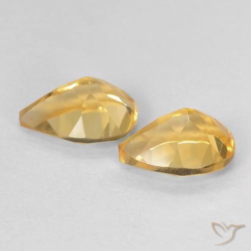 Gemas de Citrino Dorado natural de 1.41 ct, En forma de pera, VVS-VS