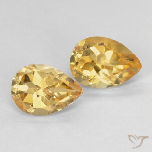 Gemas de Citrino Dorado naranja natural de 1.55 ct, En forma de pera, VVS-VS