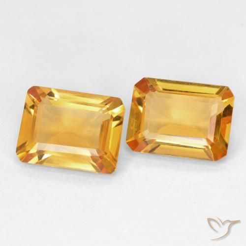 Gemas de Citrino Medium Light Orange-Gold natural de 2.58 ct, Corte Octágono / Esmeralda, VVS