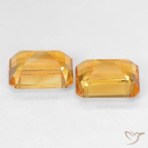 Gemas de Citrino Medium Light Orange-Gold natural de 3.17 ct, Corte Octágono / Esmeralda, VVS