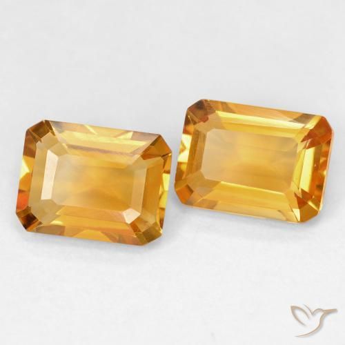 Gemas de Citrino Medium Light Orange-Gold natural de 2.91 ct, Corte Octágono / Esmeralda, VVS