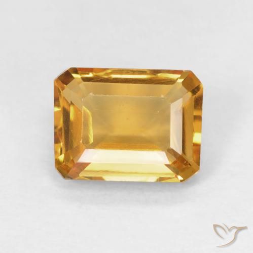 1.42ct Natural Dorado-naranja medio Citrino, corte esmeralda, VVS