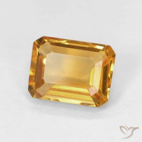 Citrino Dorado-naranja medio natural de 1.42 ct, Corte Octágono / Esmeralda, VVS