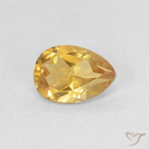 Citrino Dorado intenso natural de 0.67 ct, En forma de pera, VVS