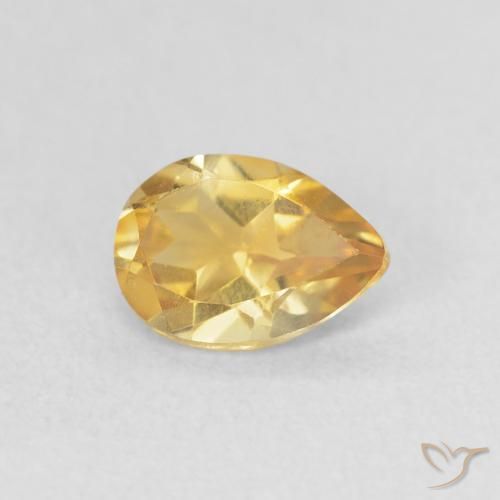 Citrino Dorado natural de 0.63 ct, En forma de pera, VVS