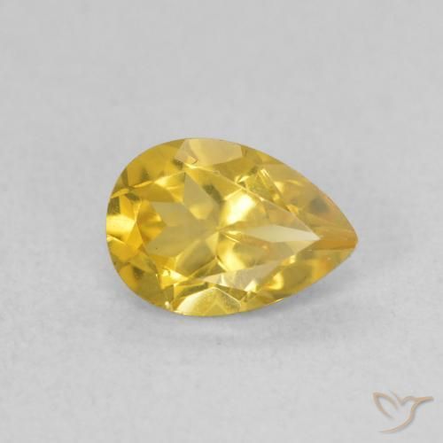 Citrino Dorado medio natural de 0.62 ct, En forma de pera, VVS