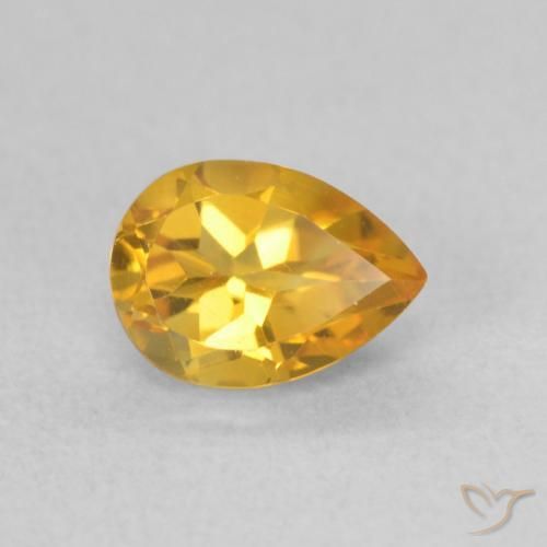Citrino Dorado claro natural de 0.76 ct, En forma de pera, VVS