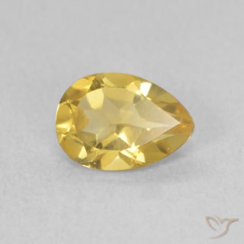 Citrino Dorado medio natural de 0.63 ct, En forma de pera, VVS-VS