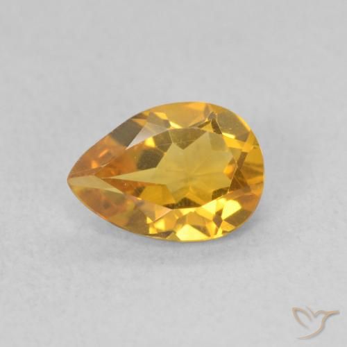 0.59ct Natural Dorado naranja Citrino, En forma de pera, VVS-VS
