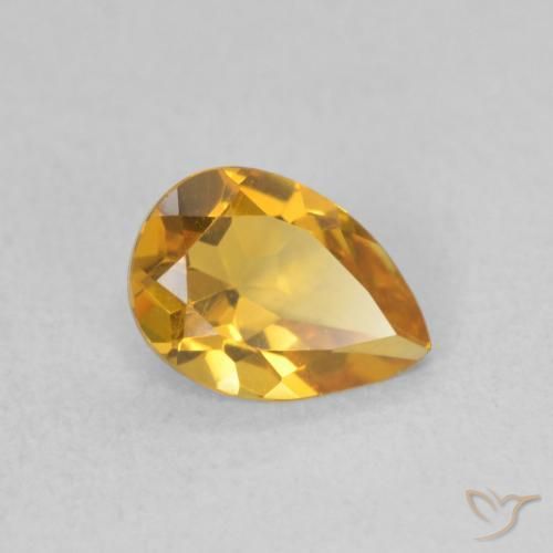 Citrino Dorado naranja natural de 0.59 ct, En forma de pera, VVS-VS