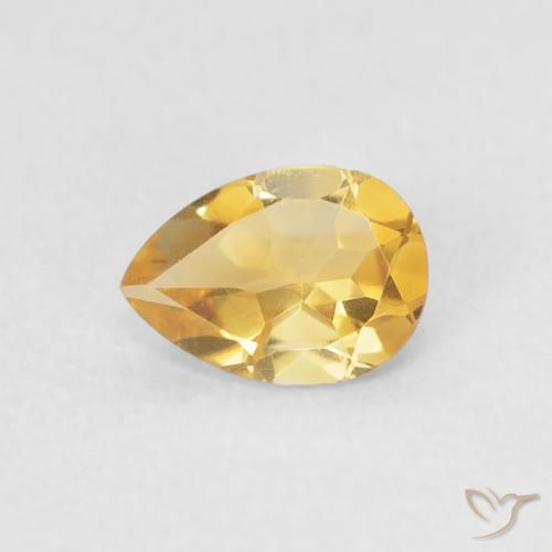 Citrino Dorado medio natural de 0.68 ct, En forma de pera, VVS