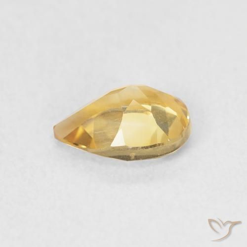 Citrino Dorado medio natural de 0.68 ct, En forma de pera, VVS