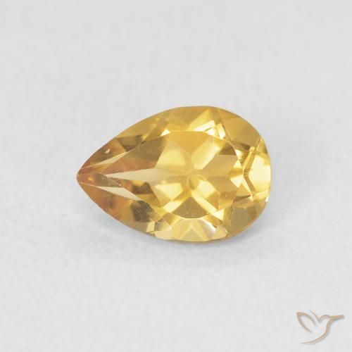 Citrino Dorado medio natural de 0.65 ct, En forma de pera, VVS