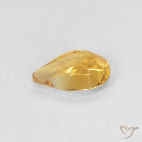 Citrino Dorado medio natural de 0.65 ct, En forma de pera, VVS