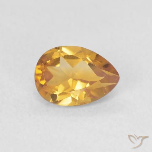 Citrino Naranja dorado natural de 0.71 ct, En forma de pera, VVS