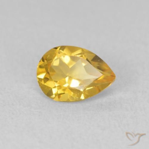 Citrino Dorado natural de 0.66 ct, En forma de pera, VVS