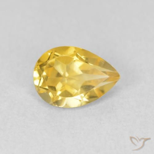Citrino Amarillo dorado natural de 0.74 ct, En forma de pera, VVS