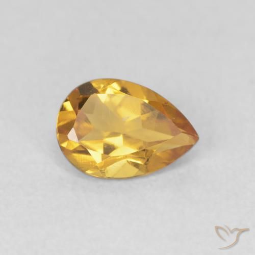Citrino Naranja dorado natural de 0.62 ct, En forma de pera, VVS