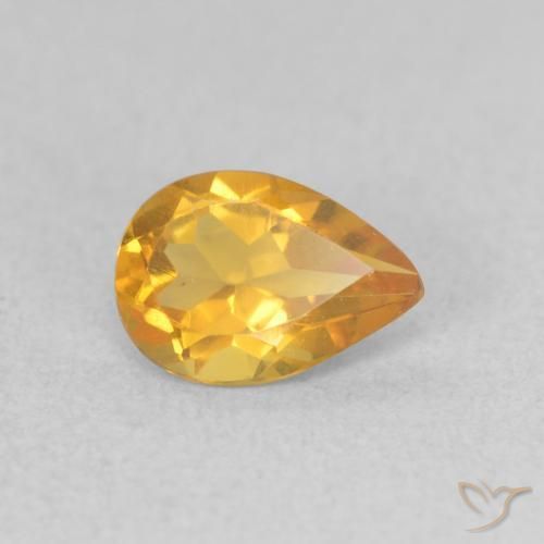 Citrino Naranja dorado natural de 0.58 ct, En forma de pera, VVS-VS